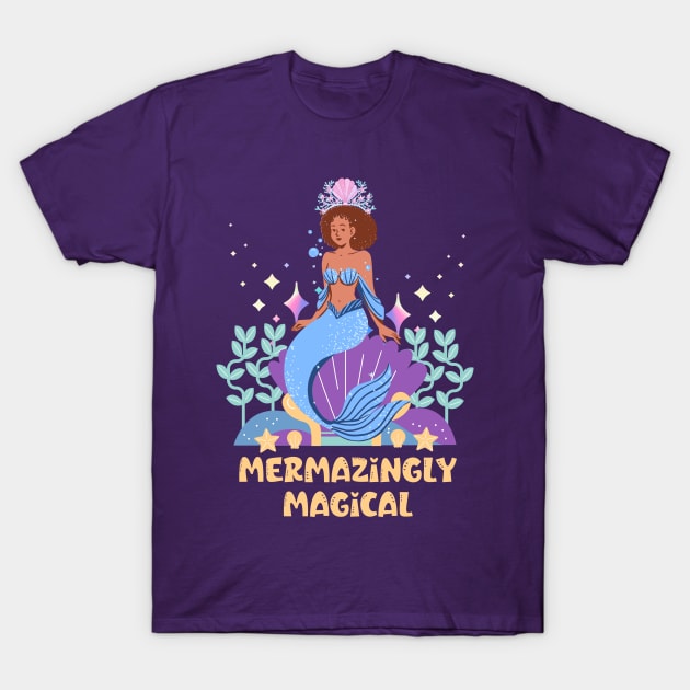 Mermazingly Magical, Black Mermaid T-Shirt by MzM2U